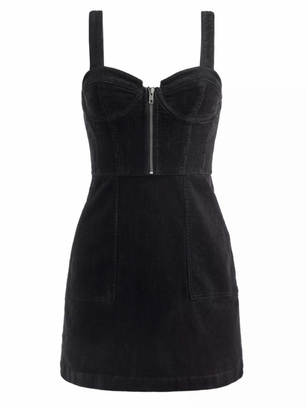 Alice + Olivia Keely Black Corduroy Gameday Tailgate Mini Dress Sz 0